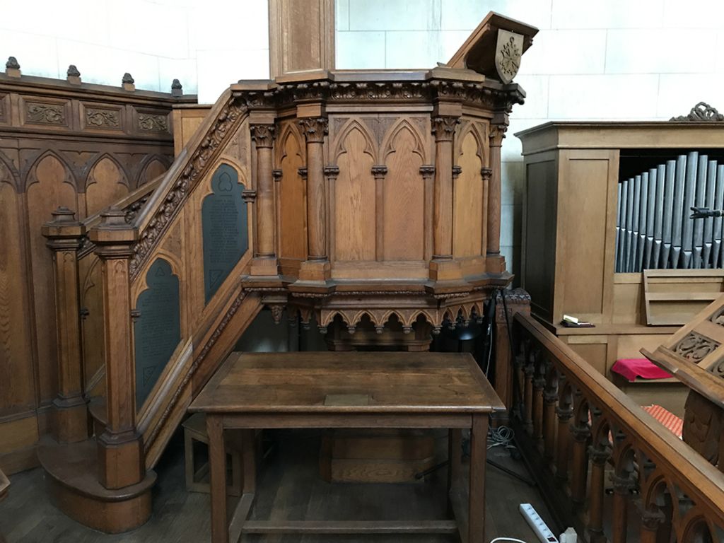 Items such as this pulpit were donations to the American Memorial Church in Château-Thierry
